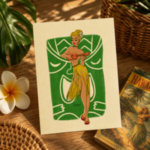 Affiche pin-up tiki rétro – Aloha