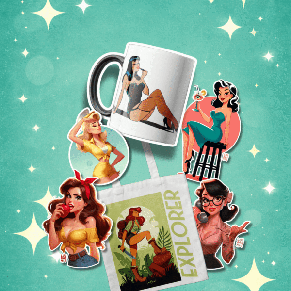 Goodies illustrés de pin-up par Lou Basali